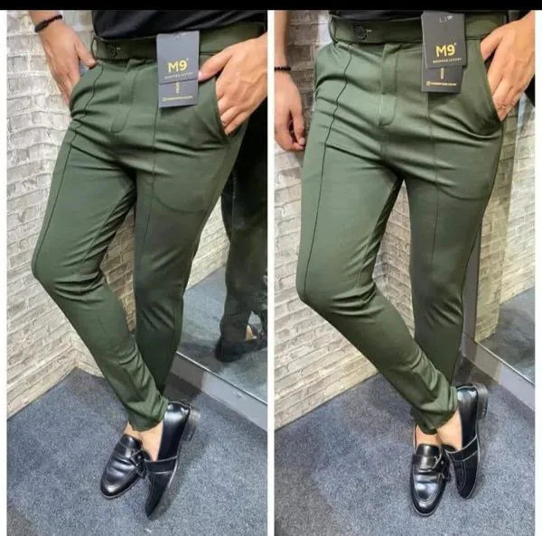 Olive Two Way Lycra Casual Track Pant For Men