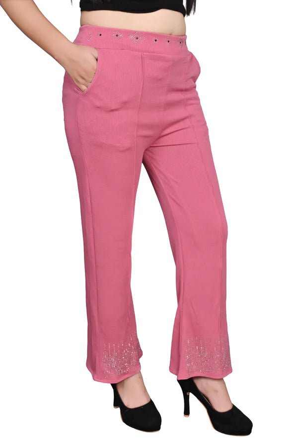 Regular Fit Women Pink Trousers