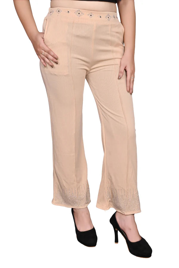 Regular Fit Women Peach Trousers