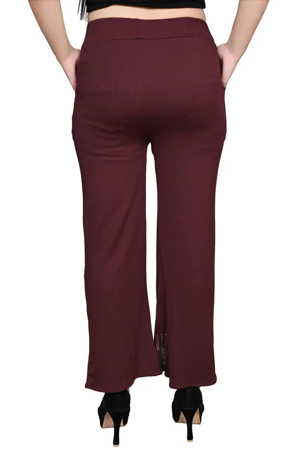 Regular Fit Women Wine Trousers