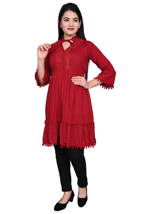 RED FABRIC : REYON - COTTON TUNIC/MIDDI FOR GIRLS & WOMENS